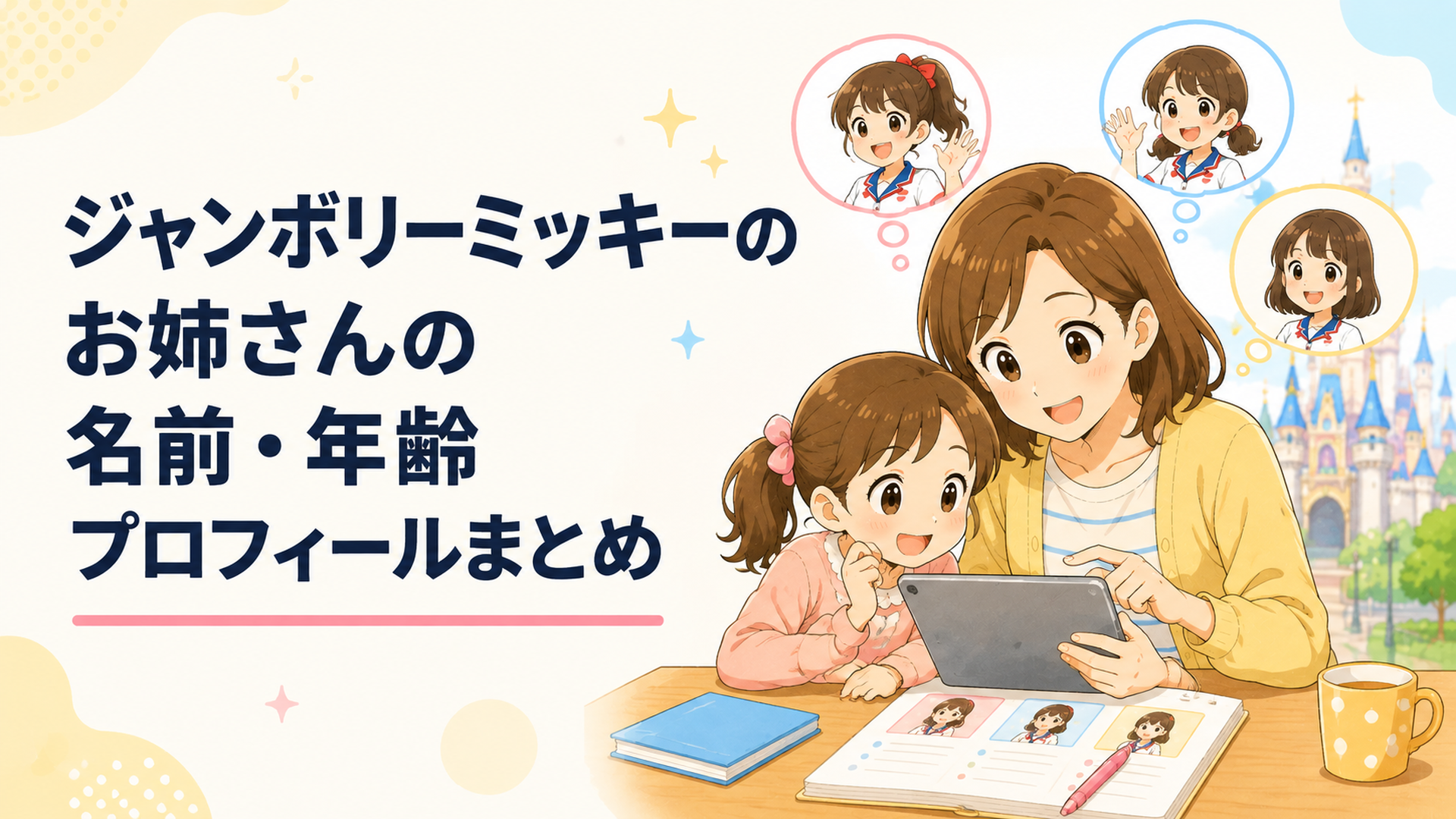 ジャンボリーミッキーのお姉さんとして名前が挙がる人物の情報を親子で確認するイメージ
