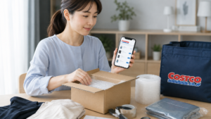 カレンダーで家電購入日から90日の返品期限を確認している様子